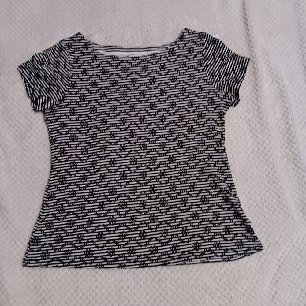 Anthropologie Nautical Boho Coquette‎ Floral Eyelet Top Blouse Shirt Size M